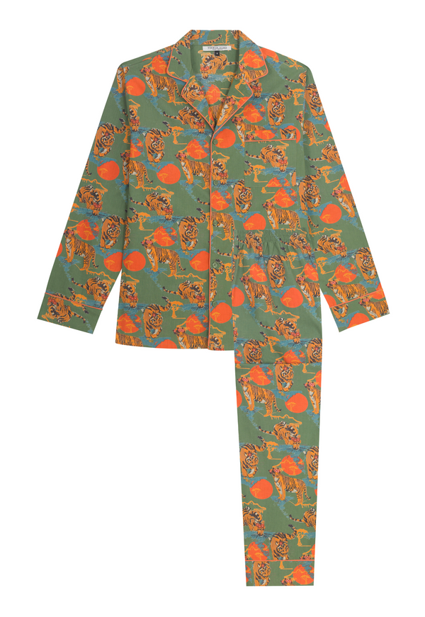 Mens Cotton Traditional Pyjamas Sunset Tigers – THEIR NIBS