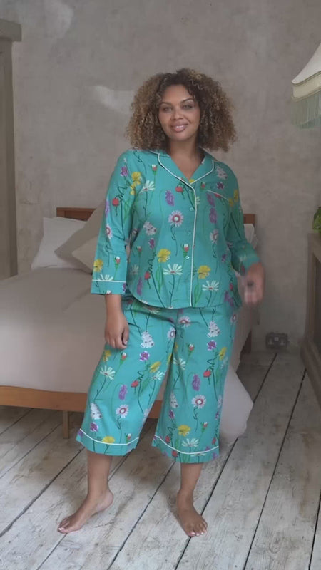 Womens Cotton Long Sleeve Capri Pyjamas Mardi Gras – THEIR NIBS