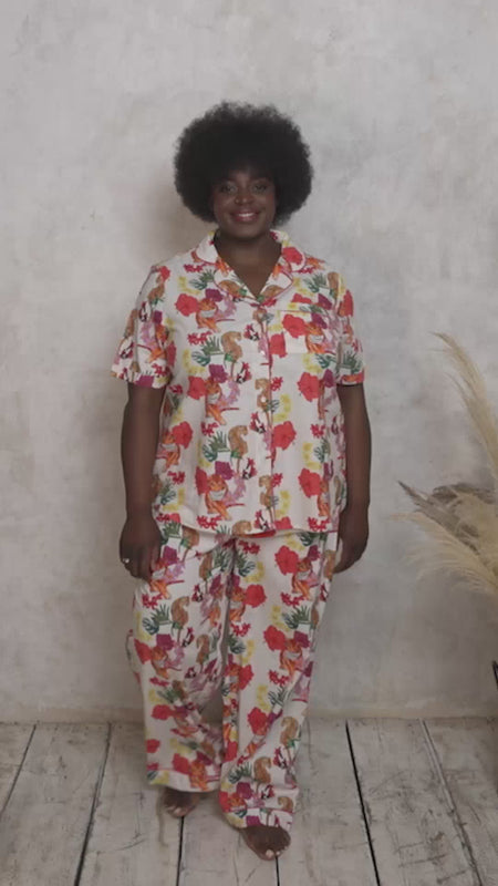 Women's Mint Summer Country 100% Cotton Short Sleeve Shortie Pyjama Set